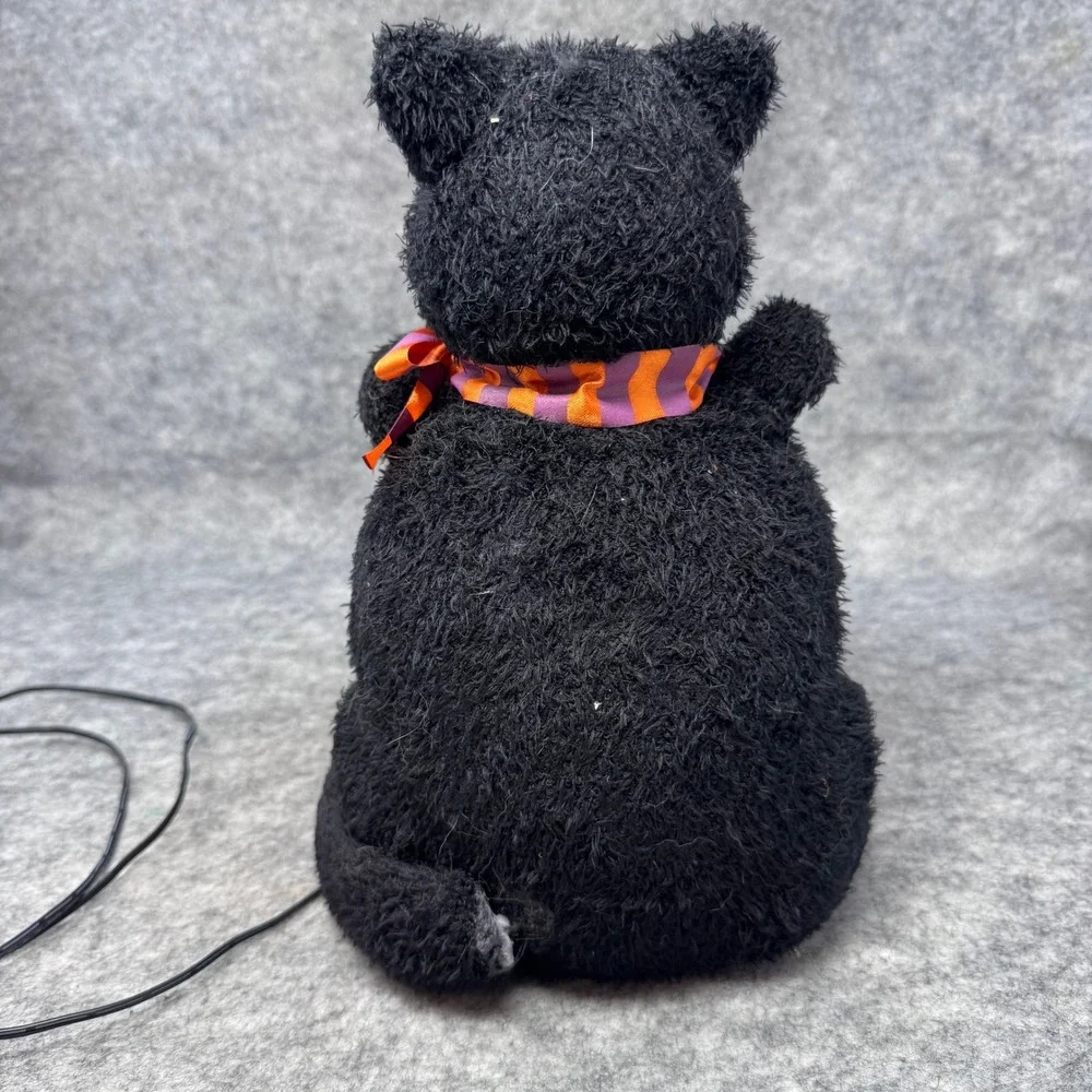 Vtg Gemmy Fiberoptic Halloween Black Cat Jack O Lantern Lamp Decor 2004 Pumpkin